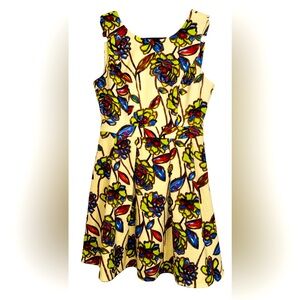 Anthropologie Floral Sleeveless Dress with Bold Colors medium
